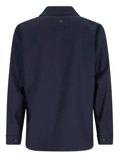 White Sand Wool Blend Overshirt In Blue