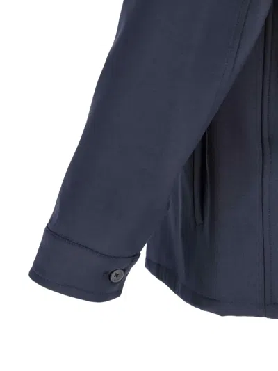 White Sand Wool Blend Overshirt In Blue