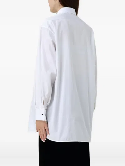 Ermanno Scervino Contrast Plastron White Tuxedo Shirt With Covered Button Closure In White
