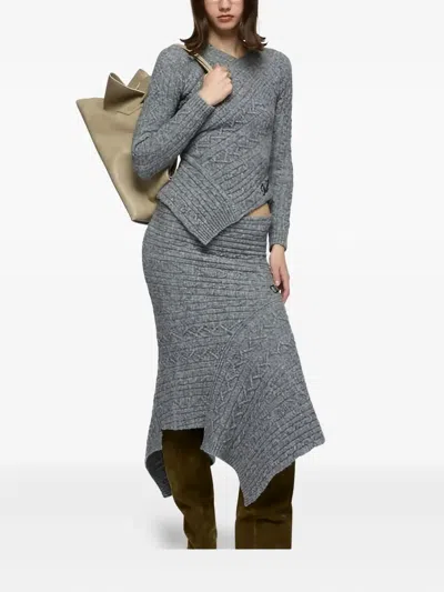 Attico Sweater In Brown Cable Wool Mix Knit In Gray