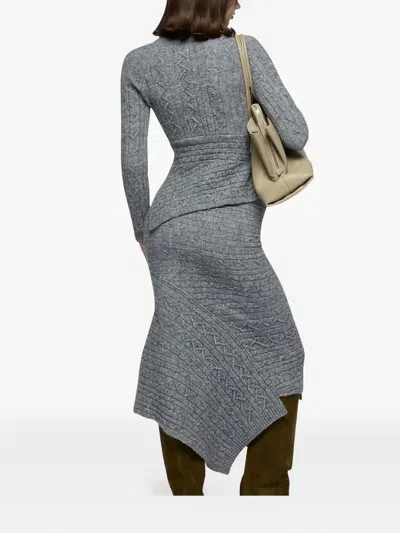 Attico Sweater In Brown Cable Wool Mix Knit In Gray