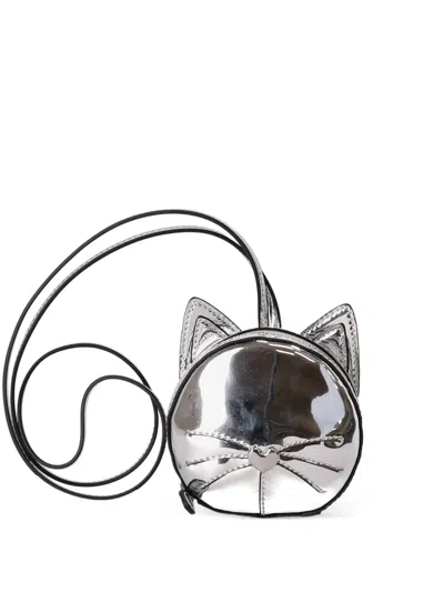 Karl Lagerfeld Ikon Le Chat Cross Body Bag In Silver