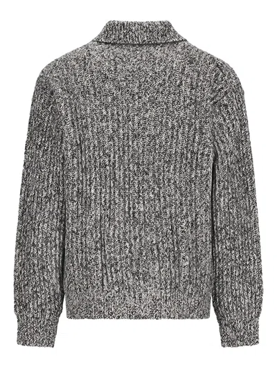 Atomo Factory Mouliné-effect Button-up Cardigan In Gray