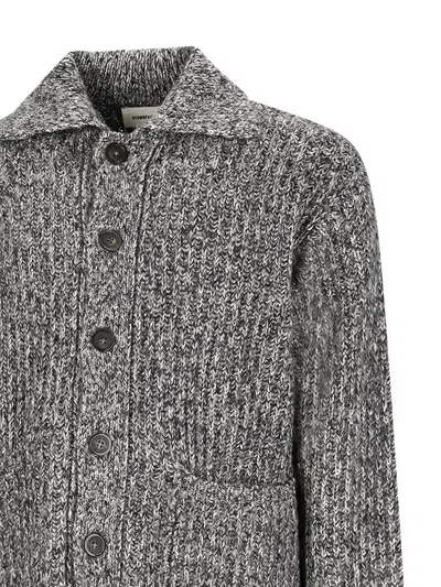 Atomo Factory Mouliné-effect Button-up Cardigan In Gray