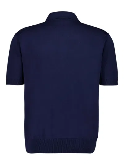 Piacenza Cashmere Short-sleeve Cotton Polo Shirt In Blue