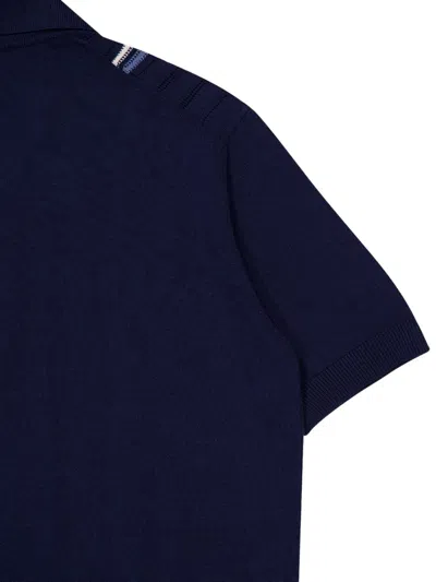 Piacenza Cashmere Short-sleeve Cotton Polo Shirt In Blue