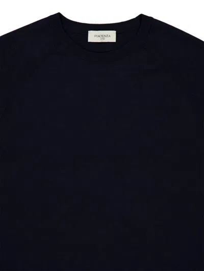 Piacenza Cashmere Short-sleeved Crew-neck Sweater In Blue