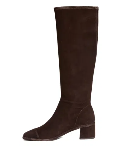 Tory Burch Cap Toe Knee High Boots 55mm Cocoa Suede In Brown