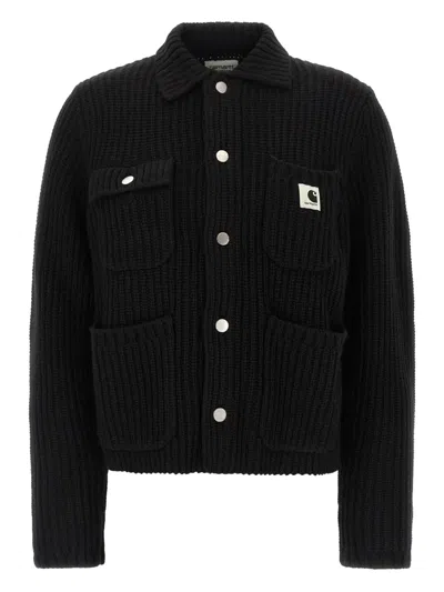 Carhartt Cardigan With Collared Design And Pockets In Black
