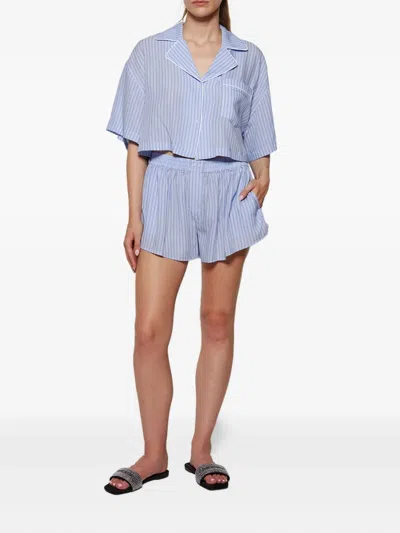 Alexander Wang T T By Alexander Wang Embroidered Lyocell Shirt In Blue