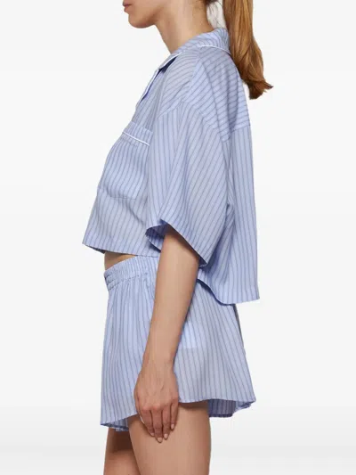 Alexander Wang T T By Alexander Wang Embroidered Lyocell Shirt In Blue