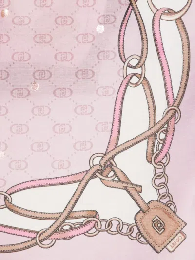 Liu •jo Chain-print Scarf In Pink