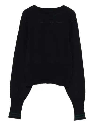 Merci Striped-cuff Sweater In Blue