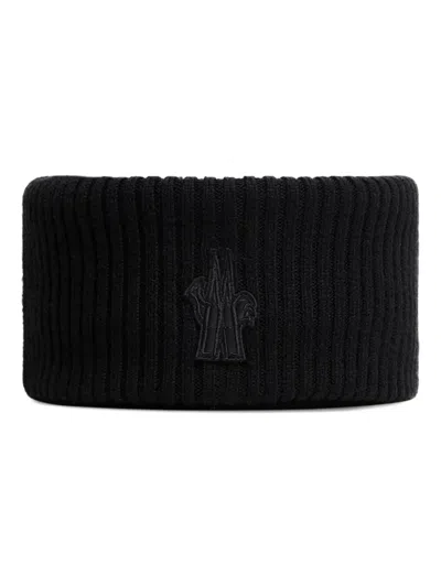Moncler Fine Wool Neck Scarf Stripes In Black