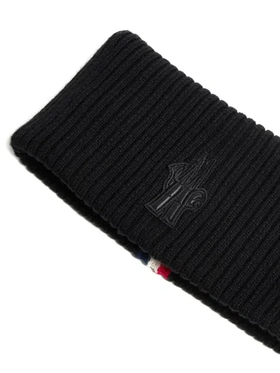 Moncler Fine Wool Neck Scarf Stripes In Black