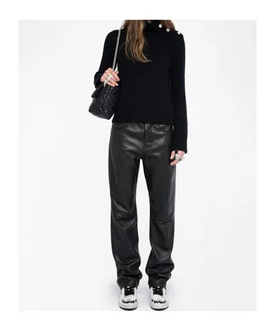 Zadig & Voltaire High-neck Embellished-button Sweater In Black