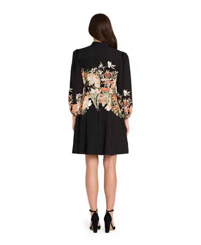 Tahari Asl Petite Printed Long Sleeve Dress In Multi