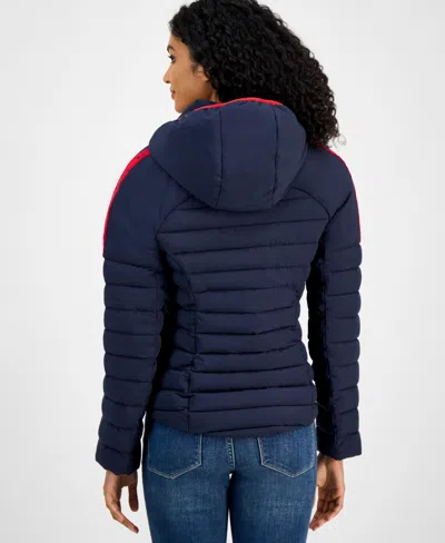 Tommy Hilfiger Women's Hooded Long-sleeve Puffer Jacket In Blue