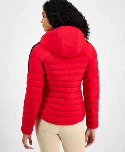 Tommy Hilfiger Women's Hooded Long-sleeve Puffer Jacket In Red