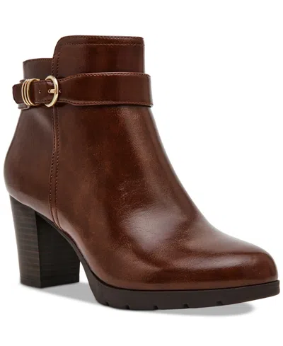 Anne Klein Women's Rumor Round Toe Booties In Brown