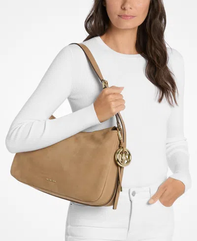 Michael Kors Nolita Medium Nubuck Shoulder Bag In Brown