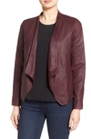 Bb Dakota 'wyden' Drape Front Leather Jacket In Aubergiine