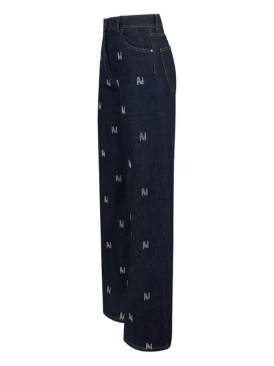 Msgm 'themwave' Strass-embellished Denim Jeans In Blue