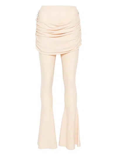 Medeea Ruched Flared Trousers In Neutral