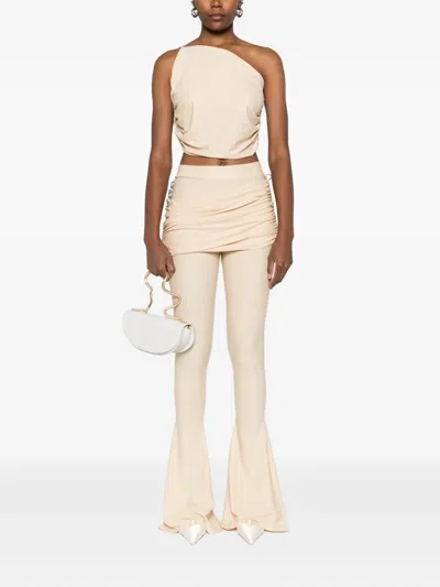 Medeea Ruched Flared Trousers In Neutral