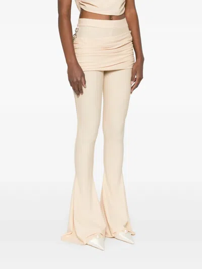 Medeea Ruched Flared Trousers In Neutral