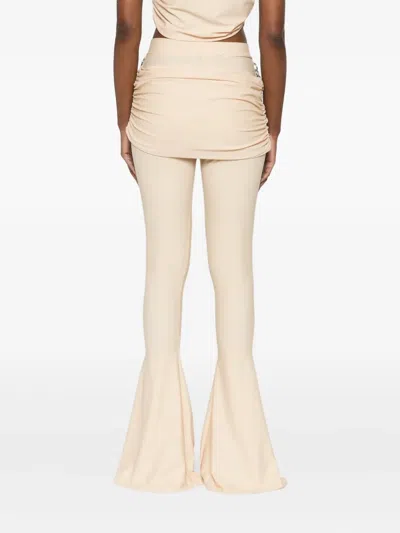 Medeea Ruched Flared Trousers In Neutral