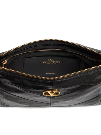 Valentino Garavani Panthea Small Shoulder In Nappa Leather With Chevron Pattern Bags In Black