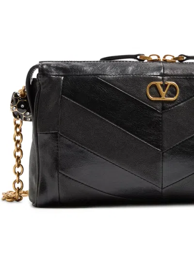 Valentino Garavani Panthea Small Shoulder In Nappa Leather With Chevron Pattern Bags In Black