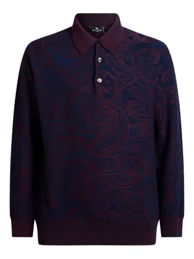 Etro Long-sleeved Polo Shirt In Black