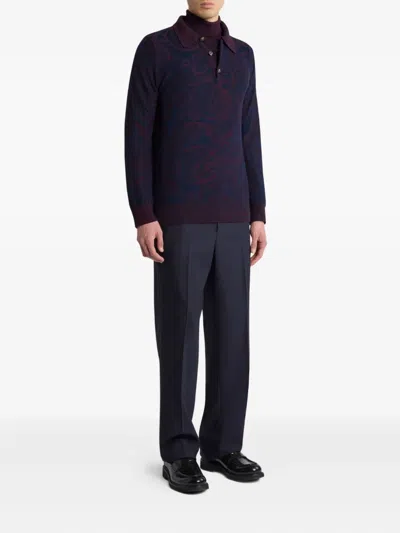 Etro Long-sleeved Polo Shirt In Black