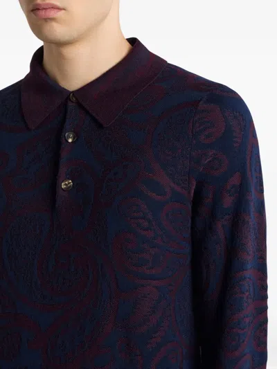 Etro Long-sleeved Polo Shirt In Black