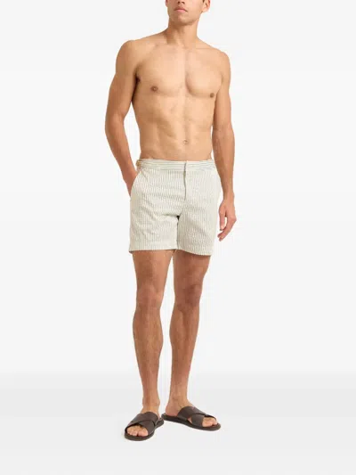 Orlebar Brown Bulldog Stripe Swim Shorts In Neutral