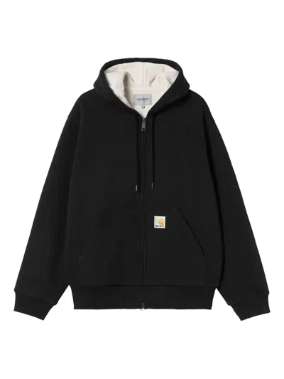 Carhartt Hooded Sweatshirt Featuring Kangaroo Pocket In Black