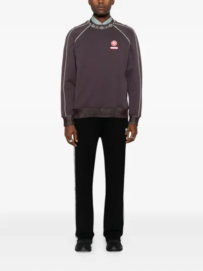 Casablanca Contrast Piping Raglan Sleeve Knitwear In Purple