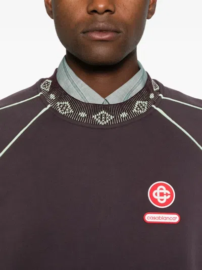 Casablanca Contrast Piping Raglan Sleeve Knitwear In Purple