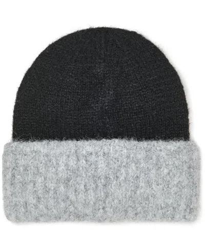 Calvin Klein Color Block Knit Beanie In Black
