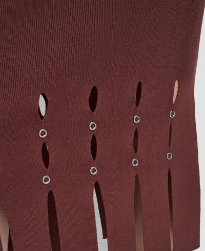 Dkny Women's Grommet Detail Sweater Pencil Midi Skirt In Brown