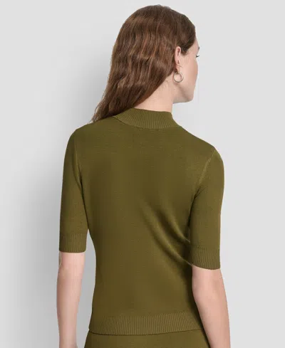 Dkny Women's Grommet Mock Neck Sweater In Green
