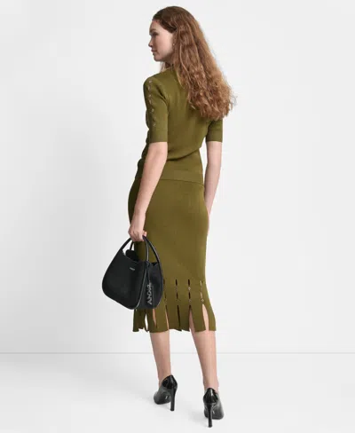 Dkny Women's Grommet Mock Neck Sweater In Green