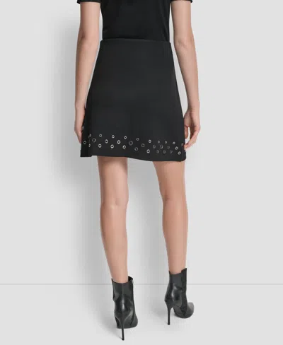 Dkny Women's Grommet Hem Detail Mini Skirt In Black