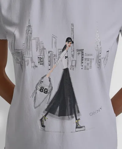 Dkny Women's Crosswalk Conversational Graphic T-shirt In White