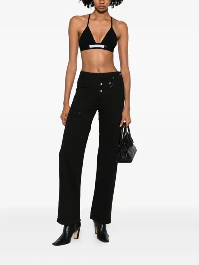 Medeea Ribbed Logo Bra In Black