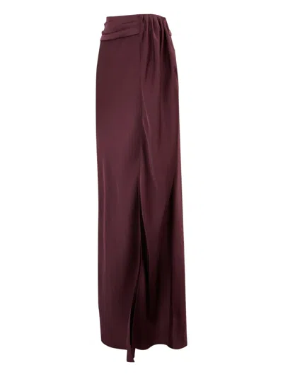 Lapointe Lightweight Satin Asymmetric Maxi Skirt In Burgundy