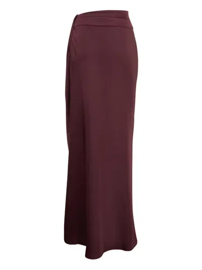 Lapointe Lightweight Satin Asymmetric Maxi Skirt In Burgundy