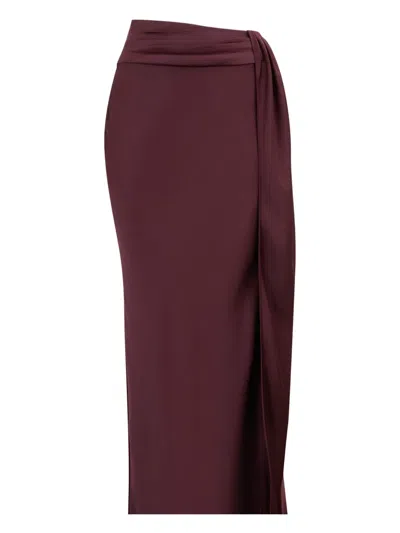 Lapointe Lightweight Satin Asymmetric Maxi Skirt In Burgundy